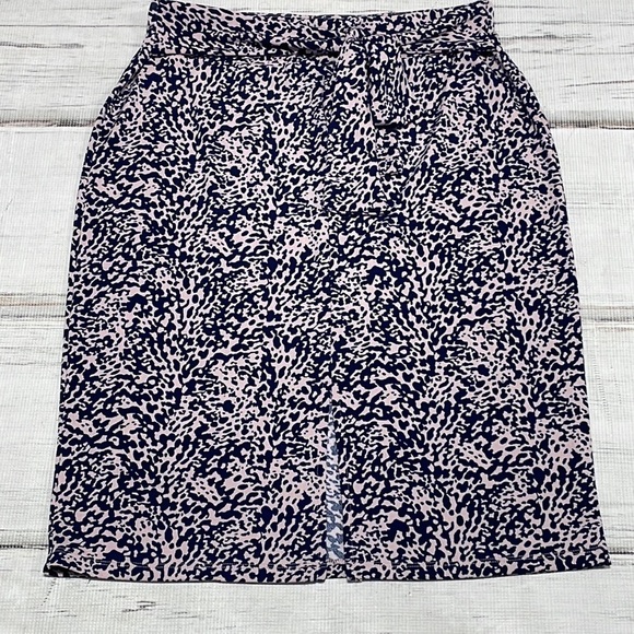 14th & Union Skirt Pink Blue Pencil Tie Split Front Size Medium - Picture 1 of 13